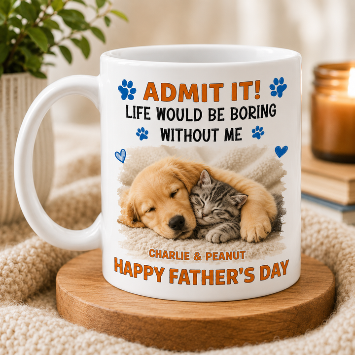 Personalized Dog Dad Mug – Custom Pet Photo Father’s Day Coffee Mug